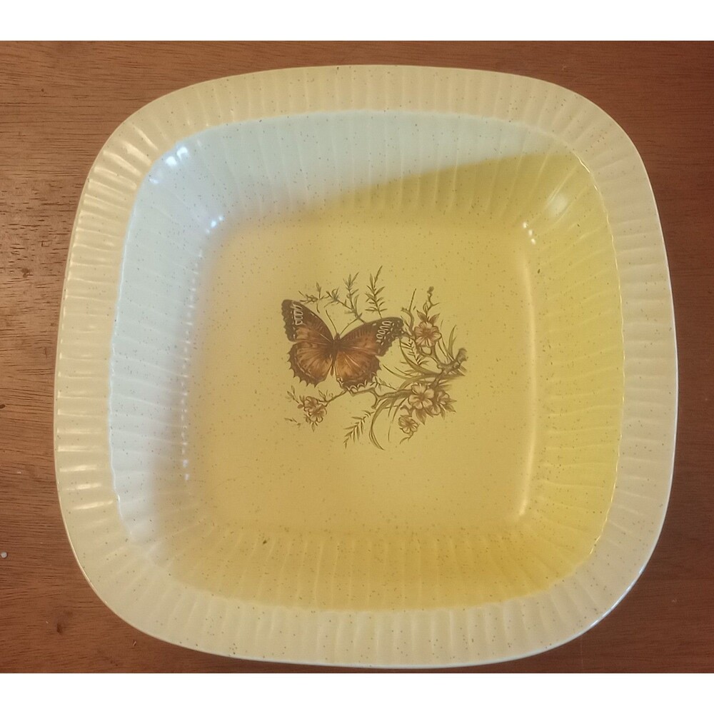 VTG 1970's Treasure Craft Baking Dish Pan With Butterflies 10"‎ Square